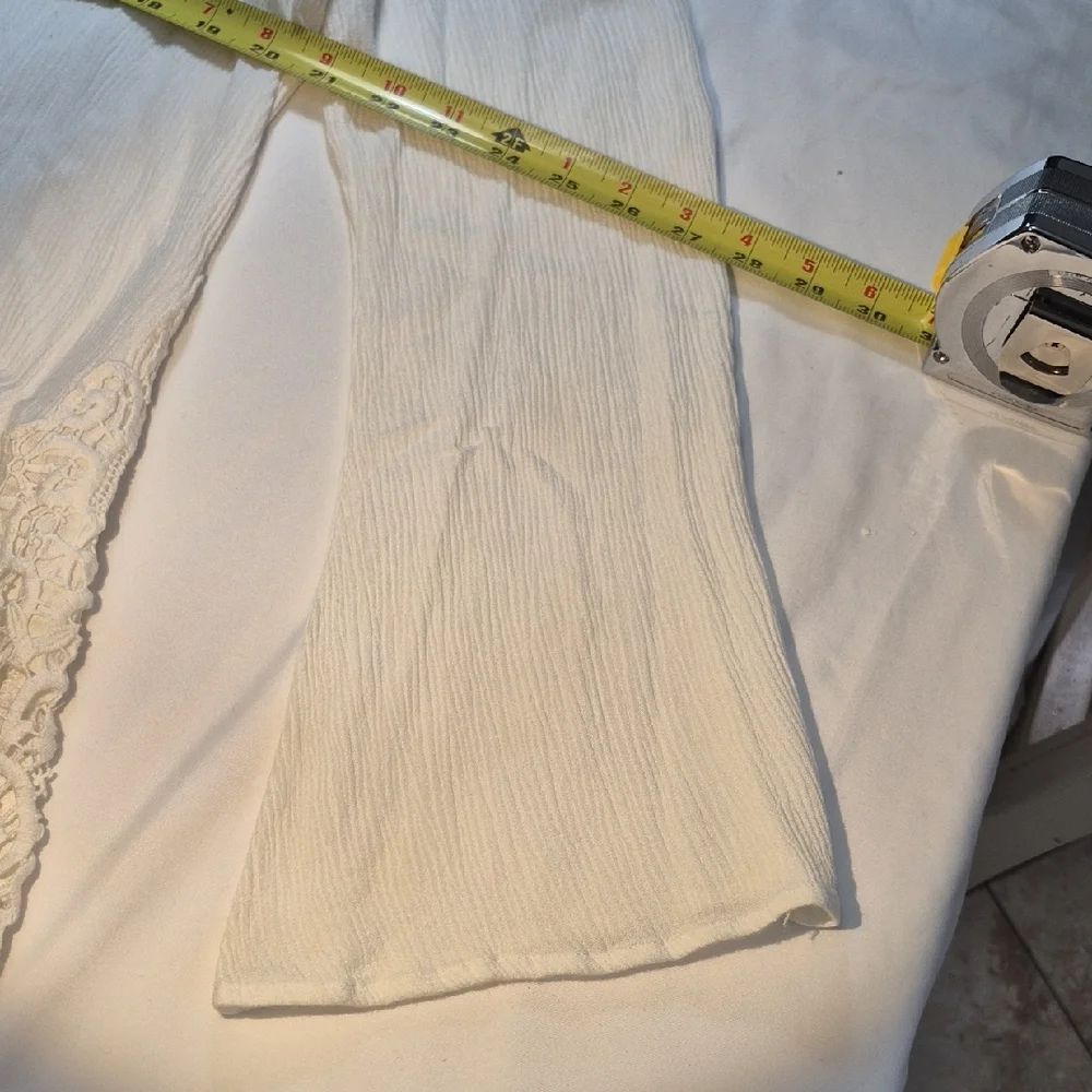 Cato Womens XL Cream Lace Trim Blouse With Flowing Sleeves - Picture 11 of 14